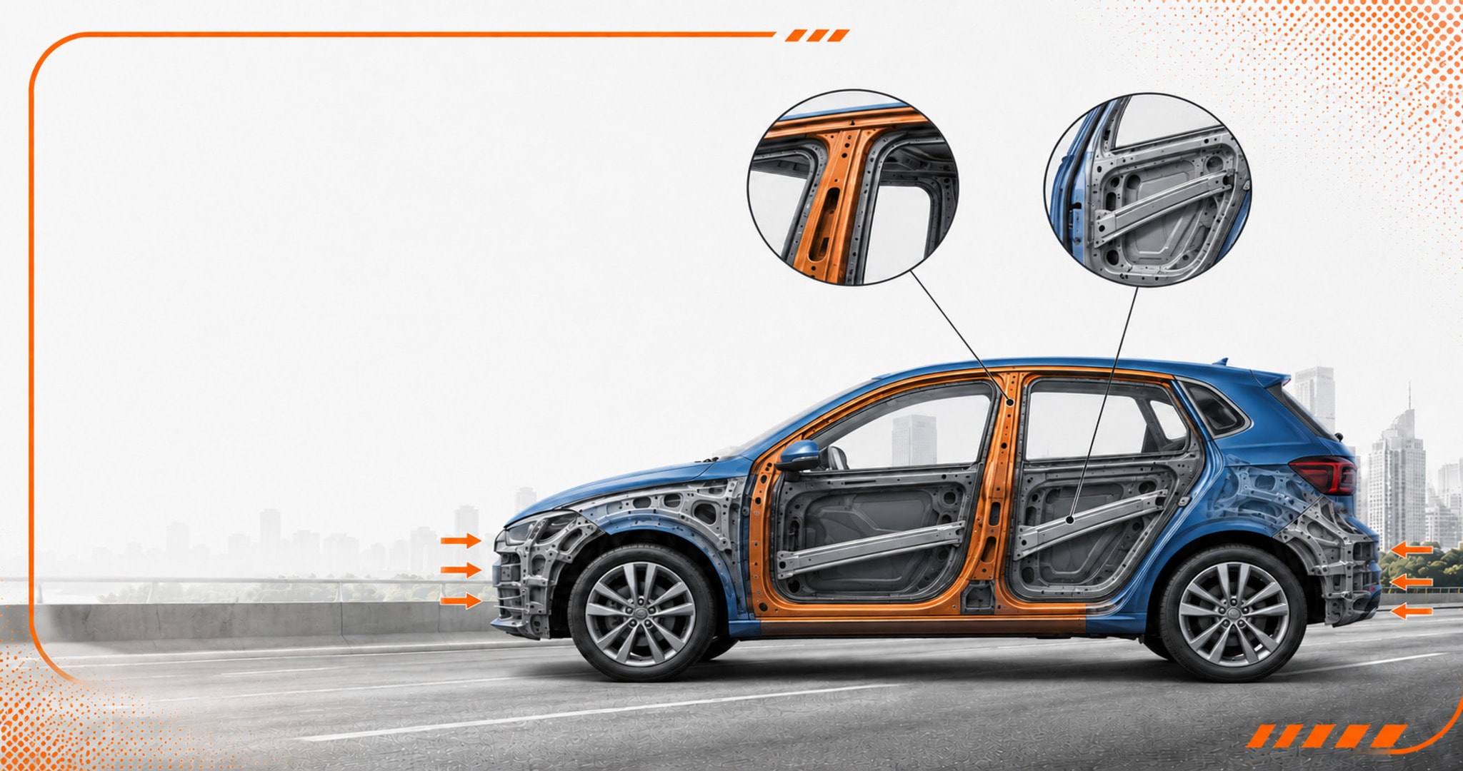Como a estrutura do carro protege os ocupantes em acidentes